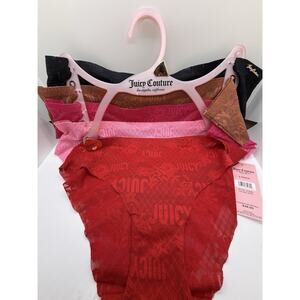 JUICY COUTURE 5-Pack Women's Lace Cheeky Panties Gold Logo Tag JC3140